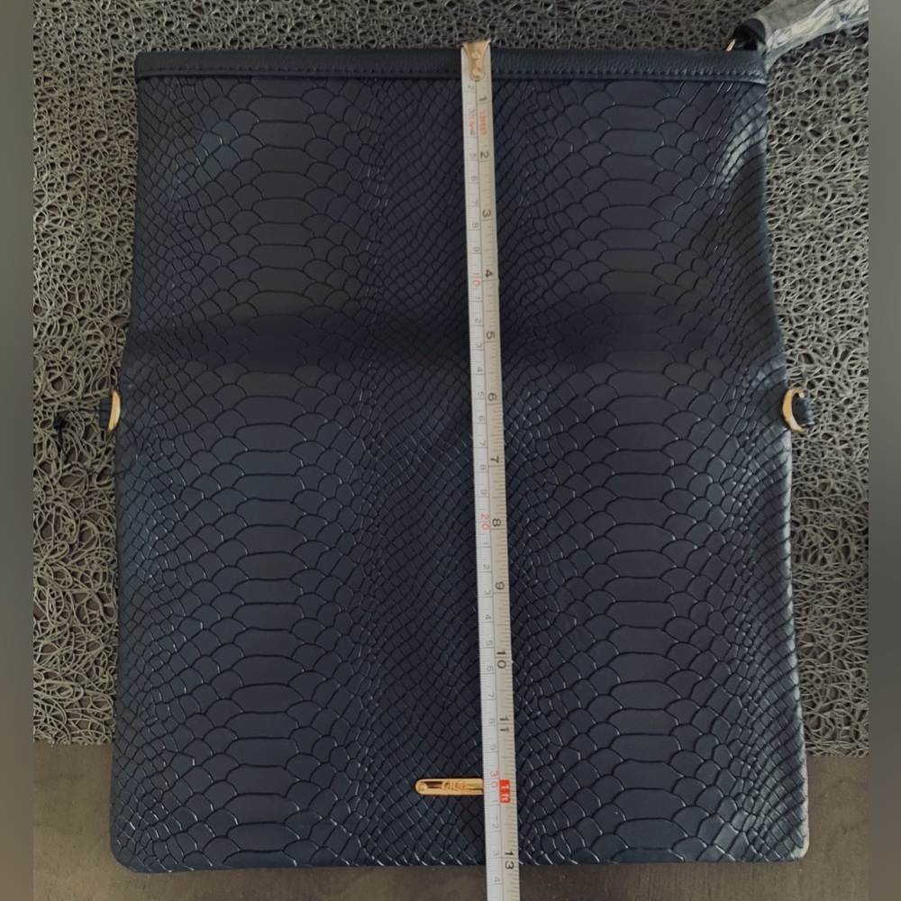 GIGI New York Navy Clutch•Detachable Strap•Tassel•Python Embossed Leather•NWT - Picture 10 of 12